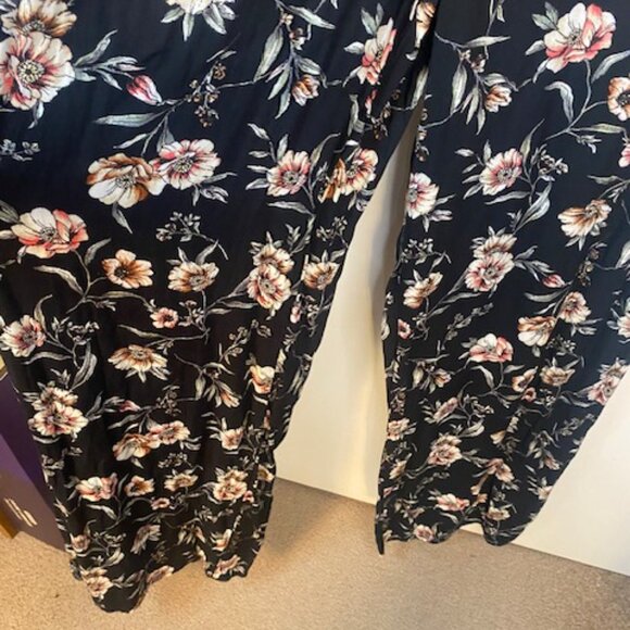 Xhilaration black and floral short sleeve Pants jumpsuit - Picture 4 of 11